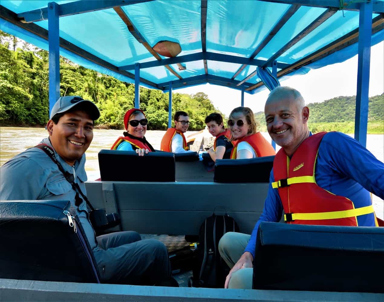 Traveling by boat down the Madre de Dios River