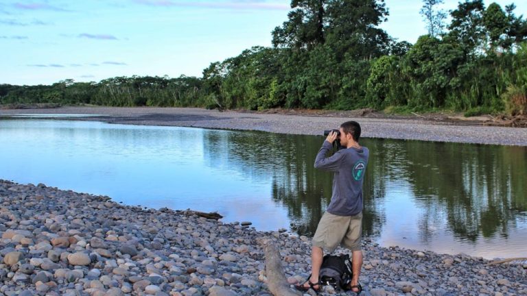 A traveler explored the jungle near Nuevo Eden in the Manu National Park